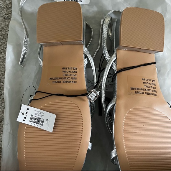 Torrid Silver Extra Wide Strappy Micro Block Heel Sandals - Picture 7 of 12